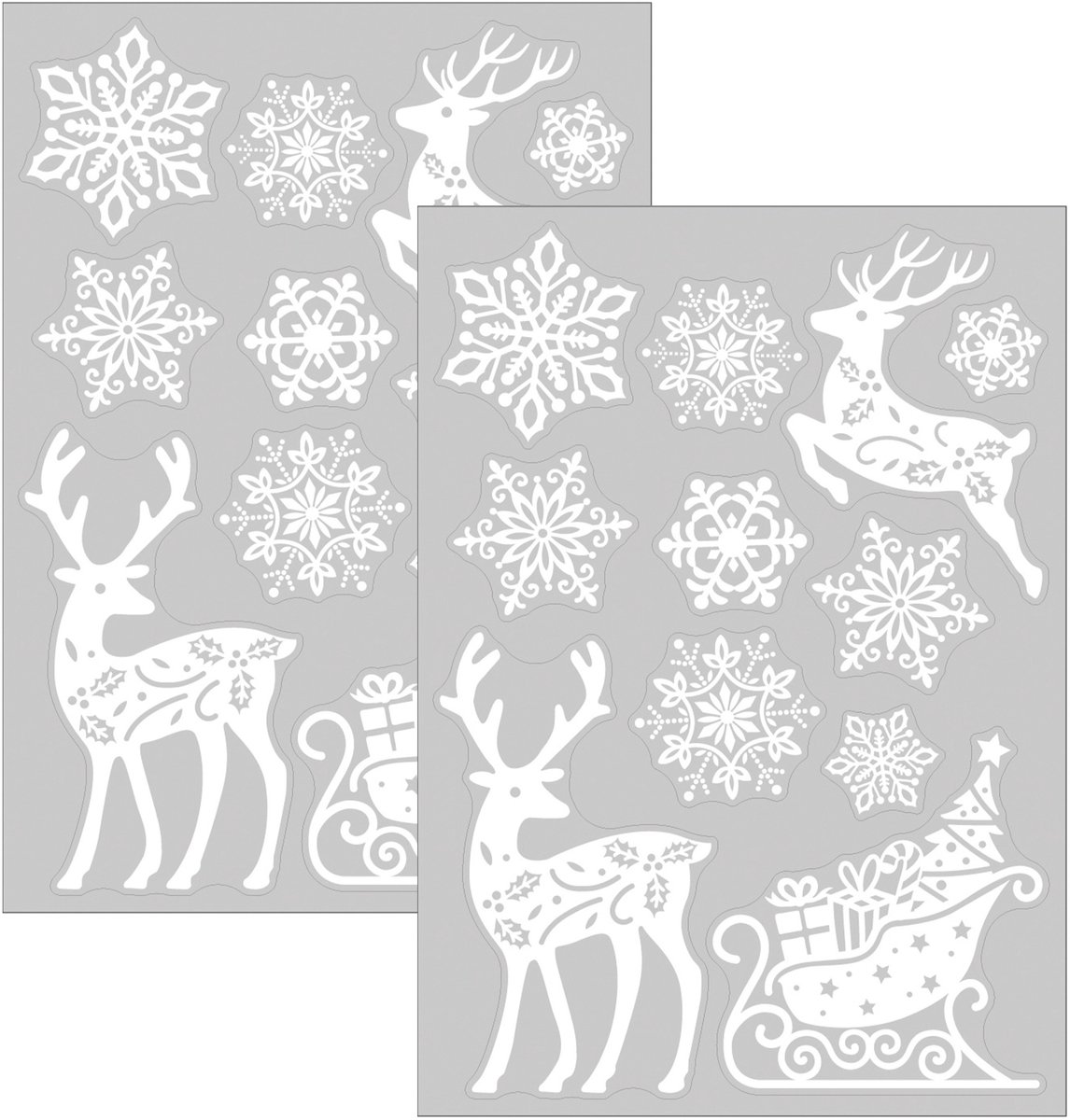 Annas Collection Kerst raamstickers Rendier - 2x - vel van 34 x 28 cm - raamdecoratie - raamversiering